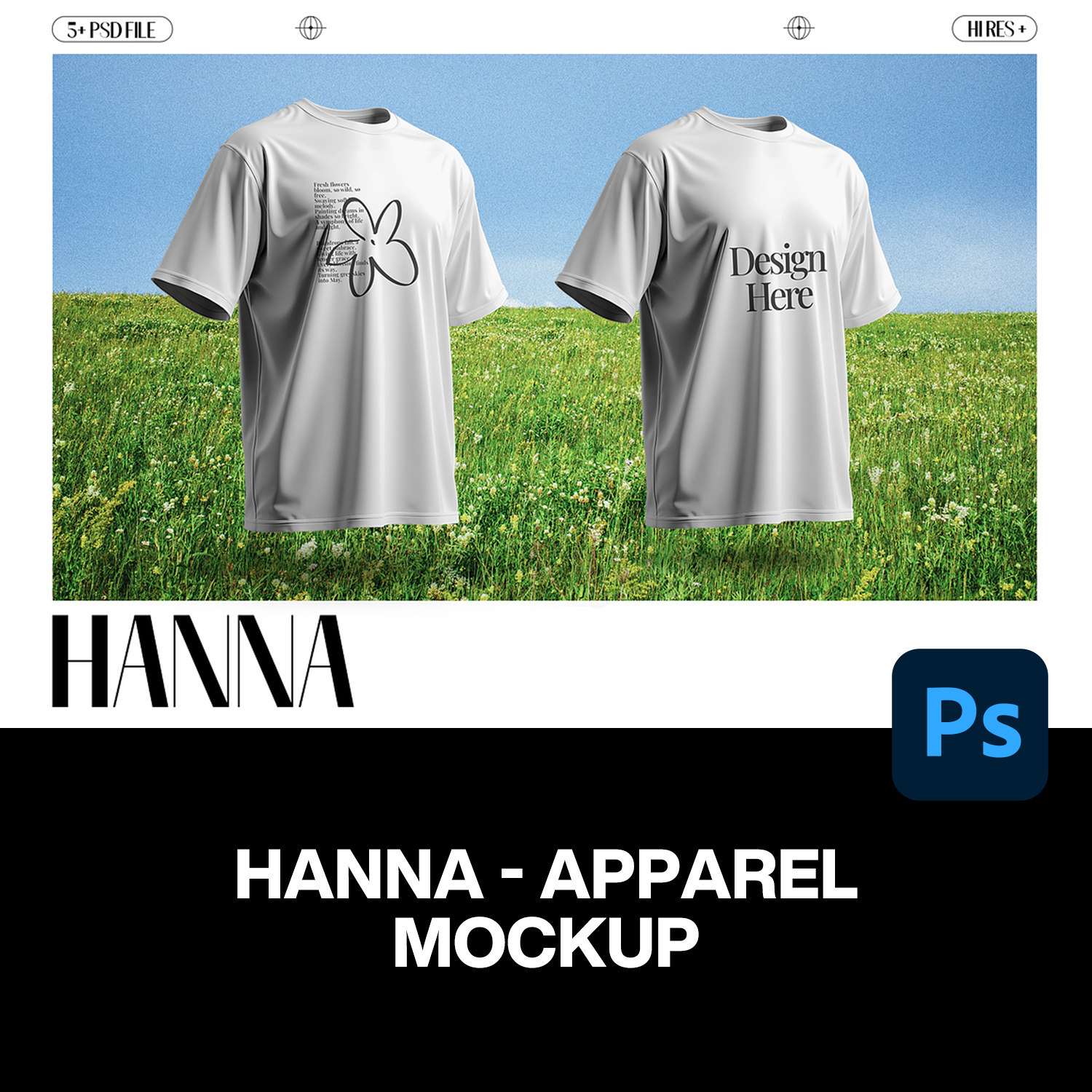 6款自然潮牌短袖T恤长袖卫衣服装图案设计展示效果图ps样机素材