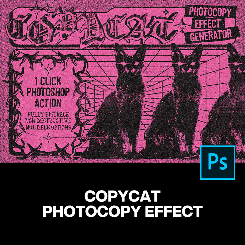 潮流复古黑白单色做旧影印粗糙噪点怀旧漫画复印机肌理ps动作插件