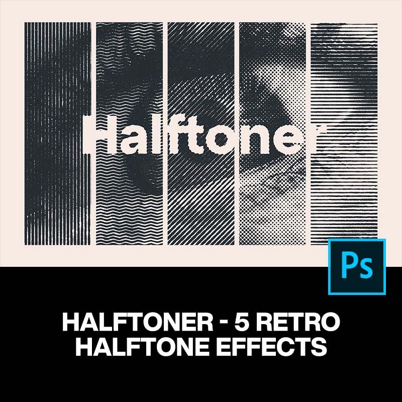 潮流复古条纹颗粒怀旧半调图片摄影人像照片滤镜ps特效生成模板