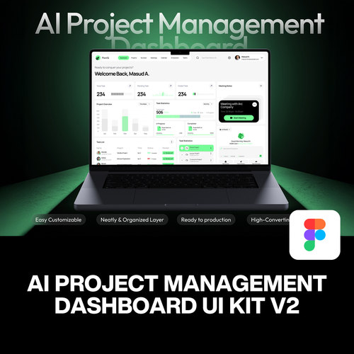 80屏AI智能项目任务管理团队协作后台仪表盘图表UI界面设计模板