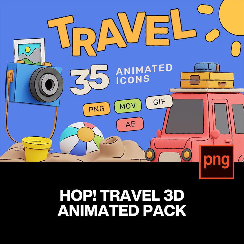 创意趣味3D立体手绘卡通动态旅行交通工具插图插画png设计素材