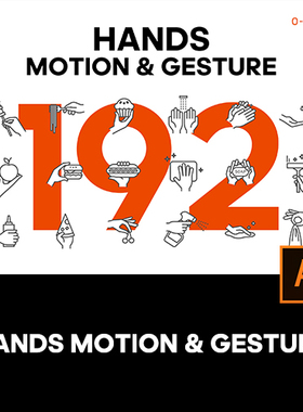 192款创意卡通手指手势动作线性icon图形插图插画图标ai设计素材