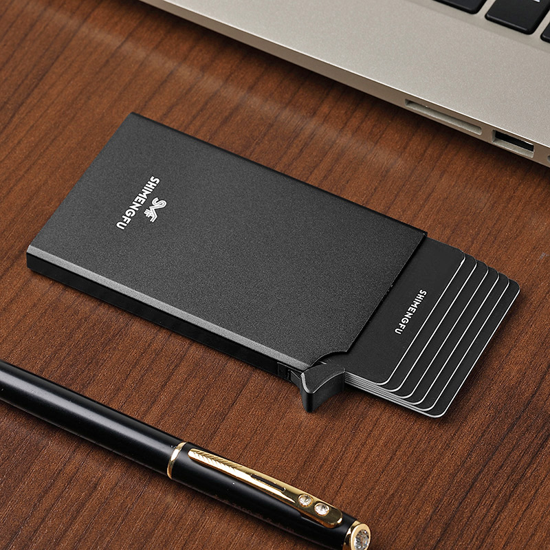 防盗刷卡包金属自动弹出式超薄简约男士女款迷你信用银行卡盒