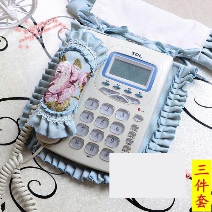 电话罩电话套电话防尘罩子盖巾电话 亚麻材质 麻纱公主