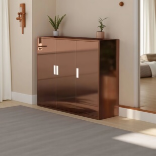 柜门口家用防锈防水防晒大容量多层收纳储物柜定制 玫瑰金不锈钢鞋