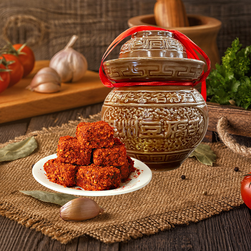 石宝寨牌忠州豆腐乳陶瓷罐装包装红方香辣重庆忠州特产霉豆腐400g