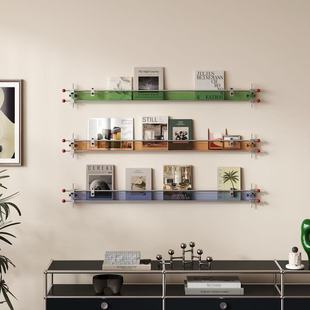 亚克力光轴杂志架背景墙装 饰上墙置物展示架书报架包豪斯设计师款