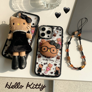 长腿kitty硅胶磁吸支架适用iPhone17promax强磁手机壳苹果16pro全包防摔15pm个性13/14无线充电11软边保护套