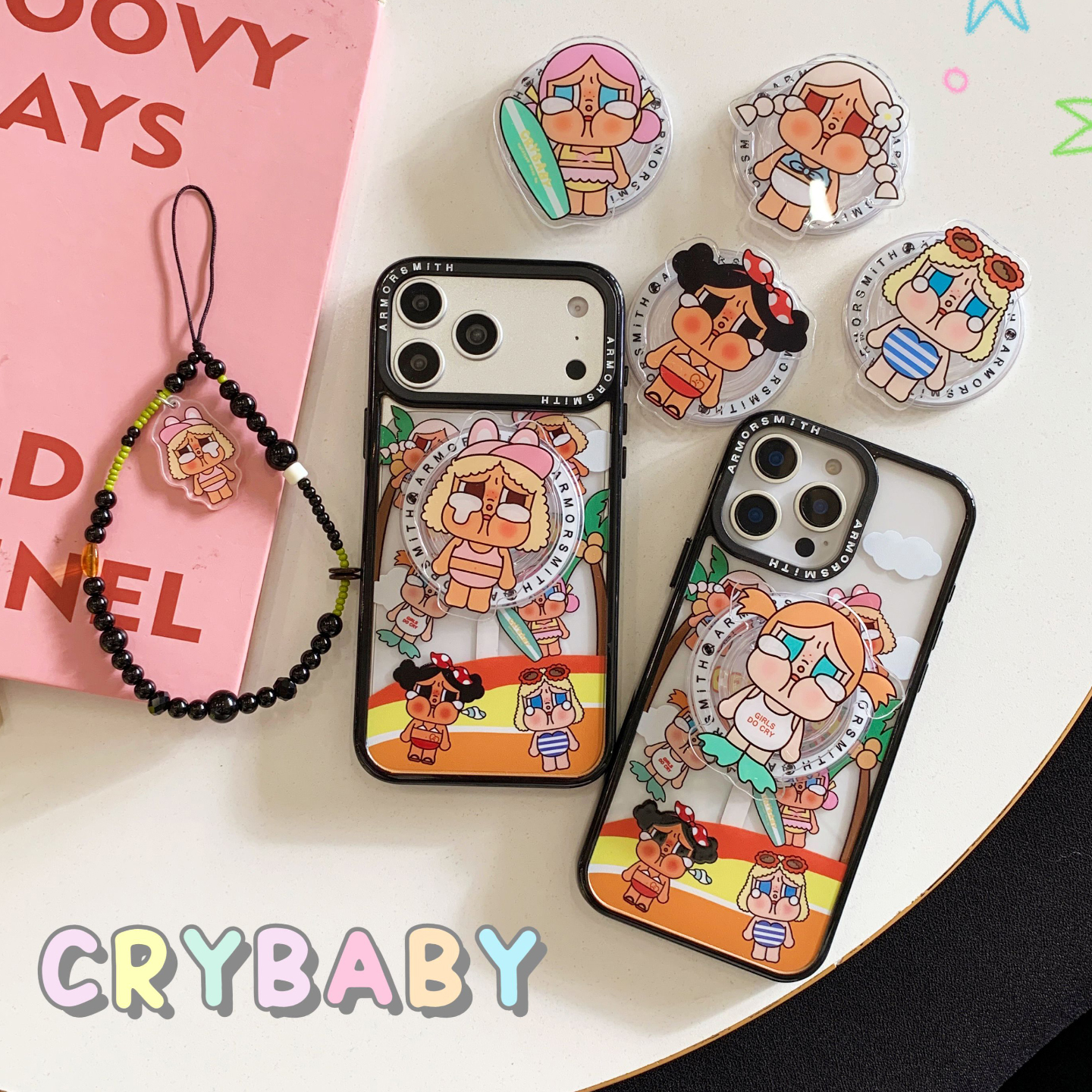 CRYBABY Vacation Mode On系列磁吸支架手机壳适用iPhone17promax防摔苹果16pro可爱15pm超火1314Magsafe机套