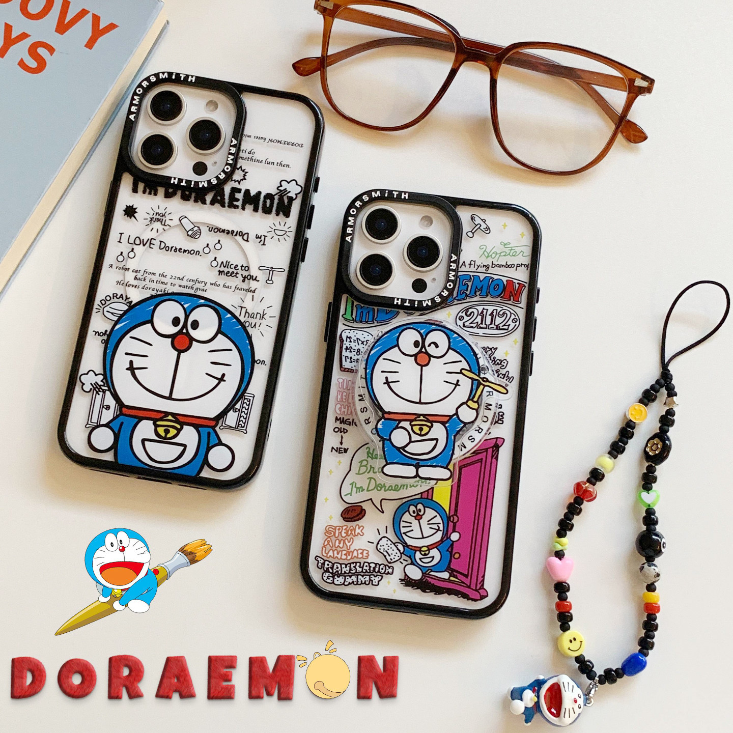 Doraemon哆啦A梦磁吸支架适用iPhone16promax强磁手机壳苹果15pro透明13/14全包防摔12pm可爱11plus萌保护套图片