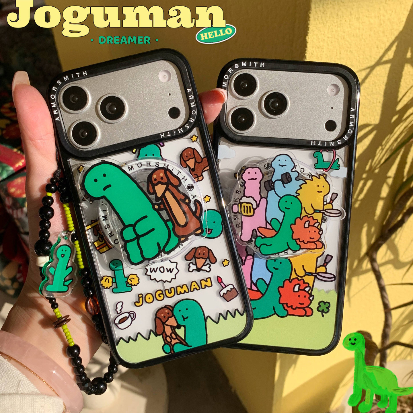 JOGUMAN乔古漫恐龙磁吸支架手机壳适用iPhone17promax透明苹果16pro防摔15pm可爱13/14Mag