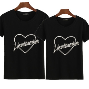 男女Tt恤休闲上衣 情侣装 2025年新款 原宿BF学院风英文字母爱心短袖