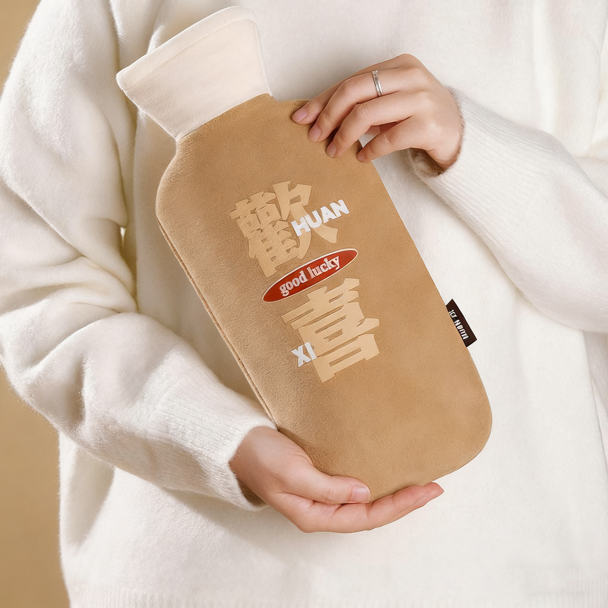 长条暖水袋注水毛绒套橡胶热水袋护腰带灌水大号加厚暖手宝暖手袋