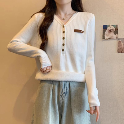 半高领毛衣女款一体绒拉链针织衫