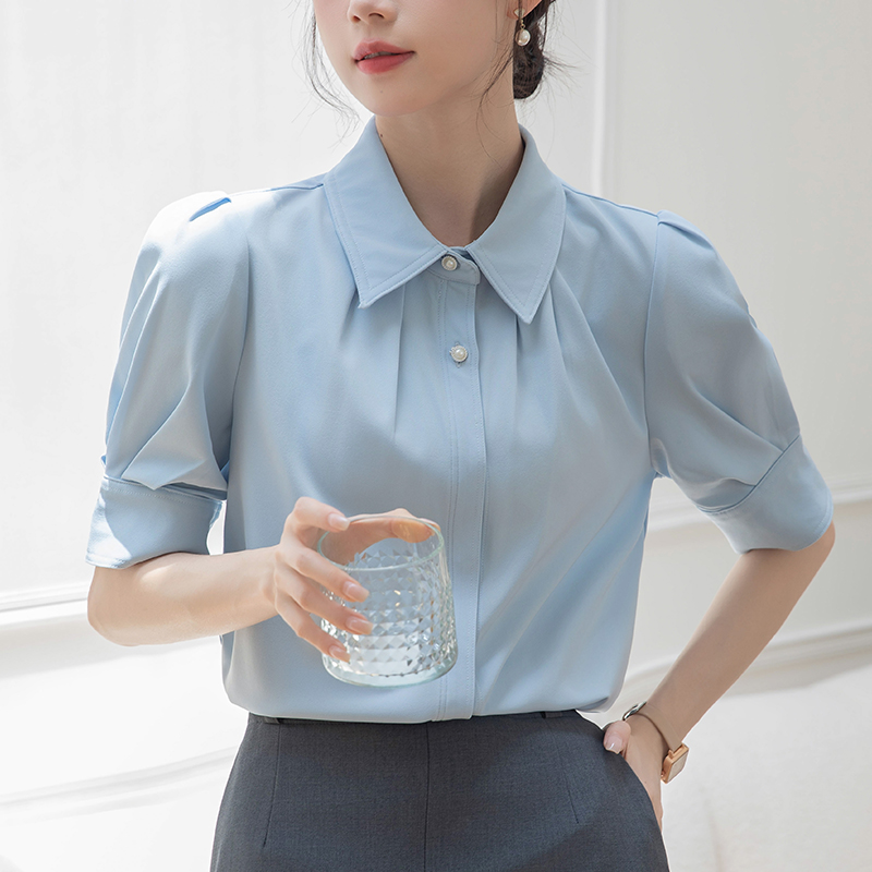 白衬衫女夏季职业面试正装上衣