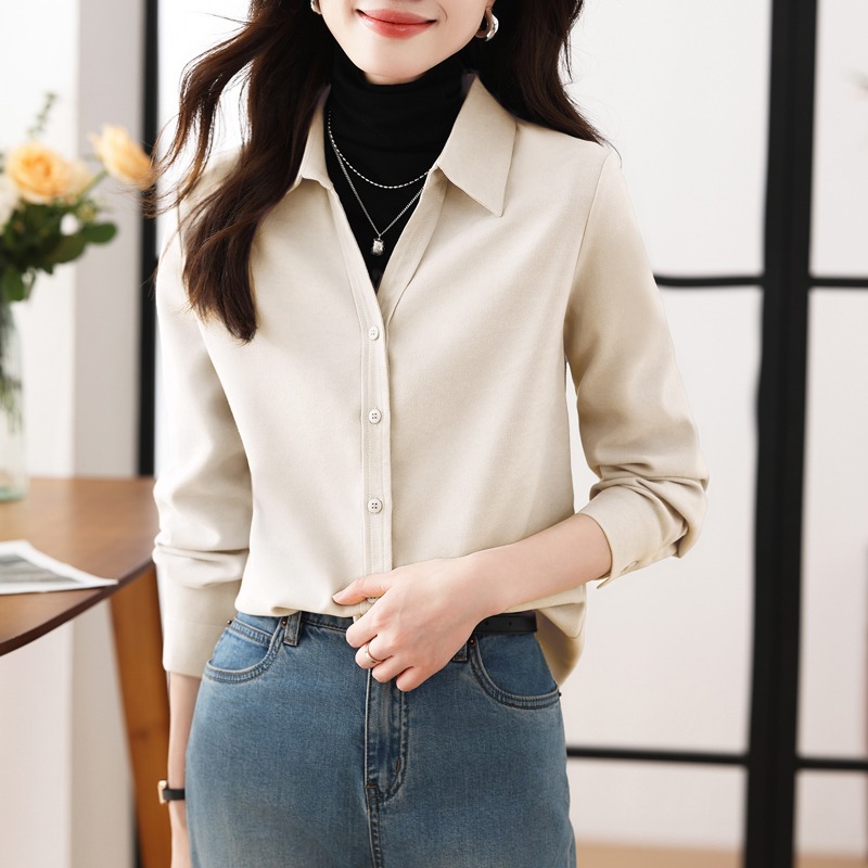 长袖磨毛衬衫叠穿高级感宽松