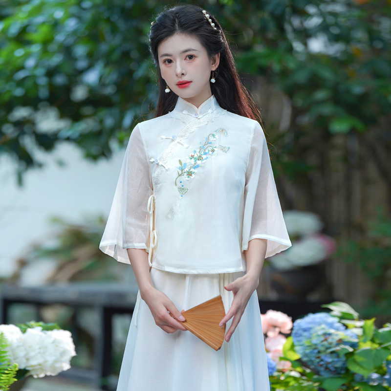 新中式改良汉服裙套装女夏季茶服