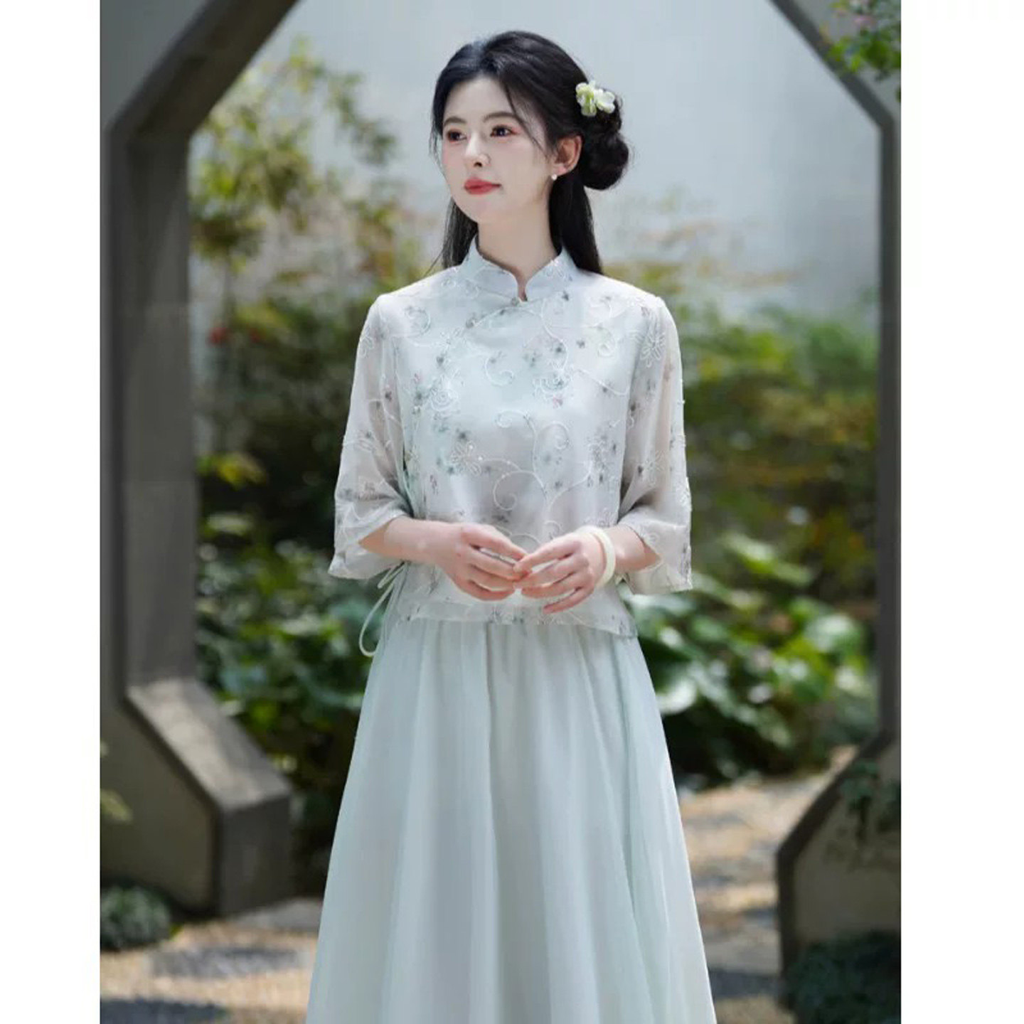 新中式日常汉服套装女夏季茶服图片