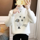 水貂绒毛衣女秋冬2026新款 宽松学生刺绣加厚外穿半高领打底针织衫