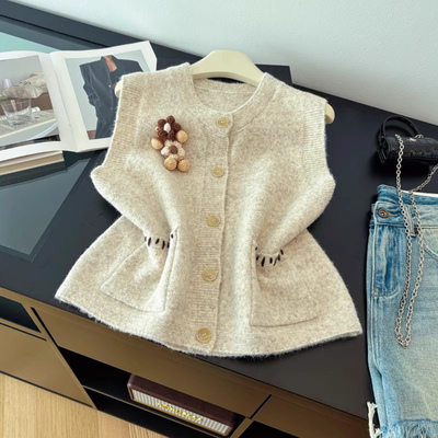 针织马甲女款外搭无袖毛衣背心