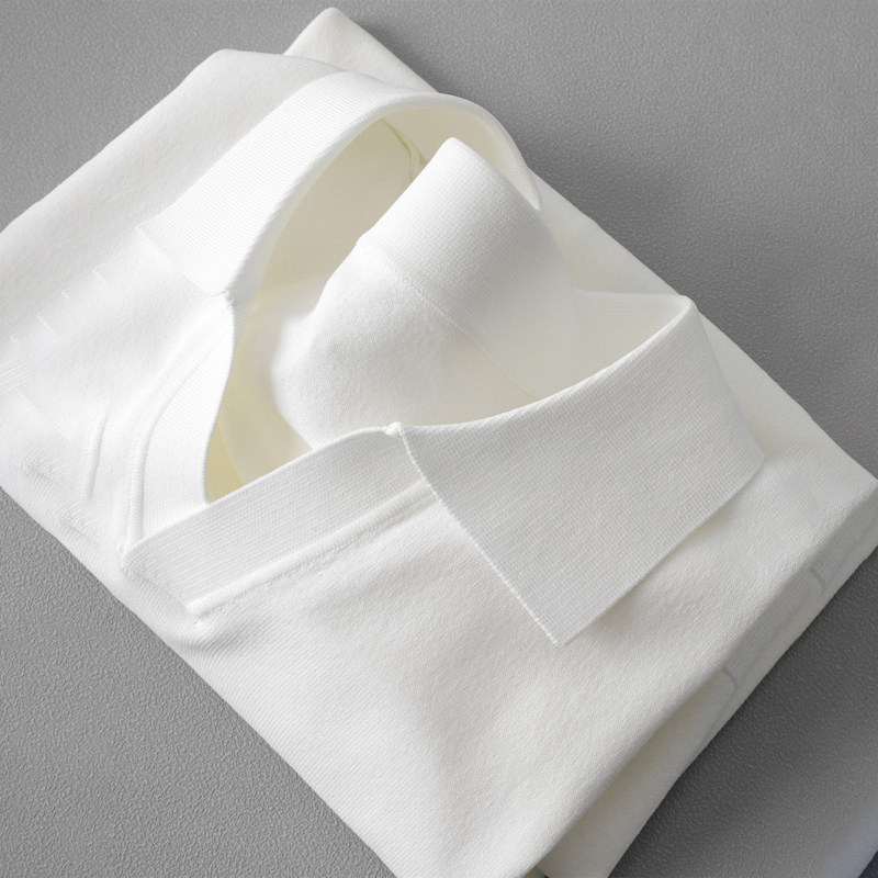 潮牌轻奢白色海鸥领Polo衫男士夏季翻领针织冰丝v领短袖t恤高级感