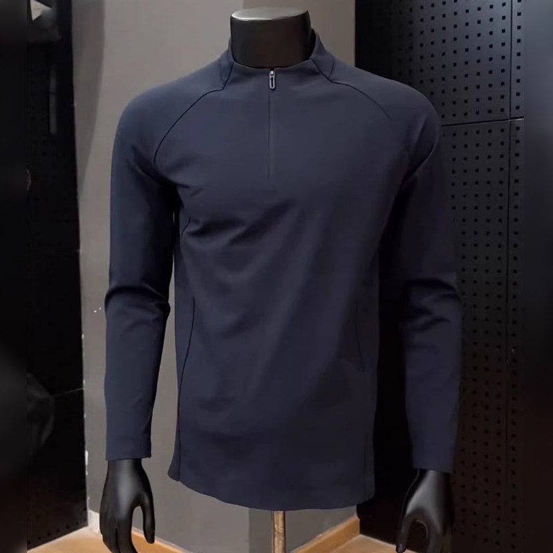 潮牌户外机能速干半拉链长袖t恤男春季宽肩显壮运动衣服骑行上衣