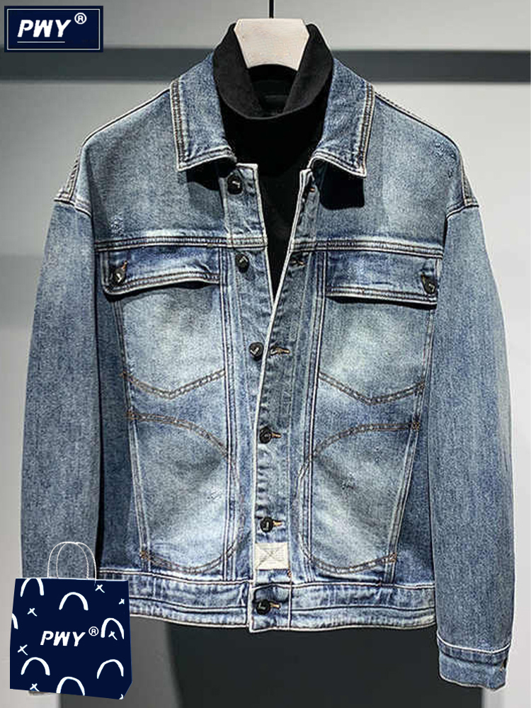 潮牌时尚牛仔夹克男士2025春秋季新款宽松水洗外套休闲翻领上衣服