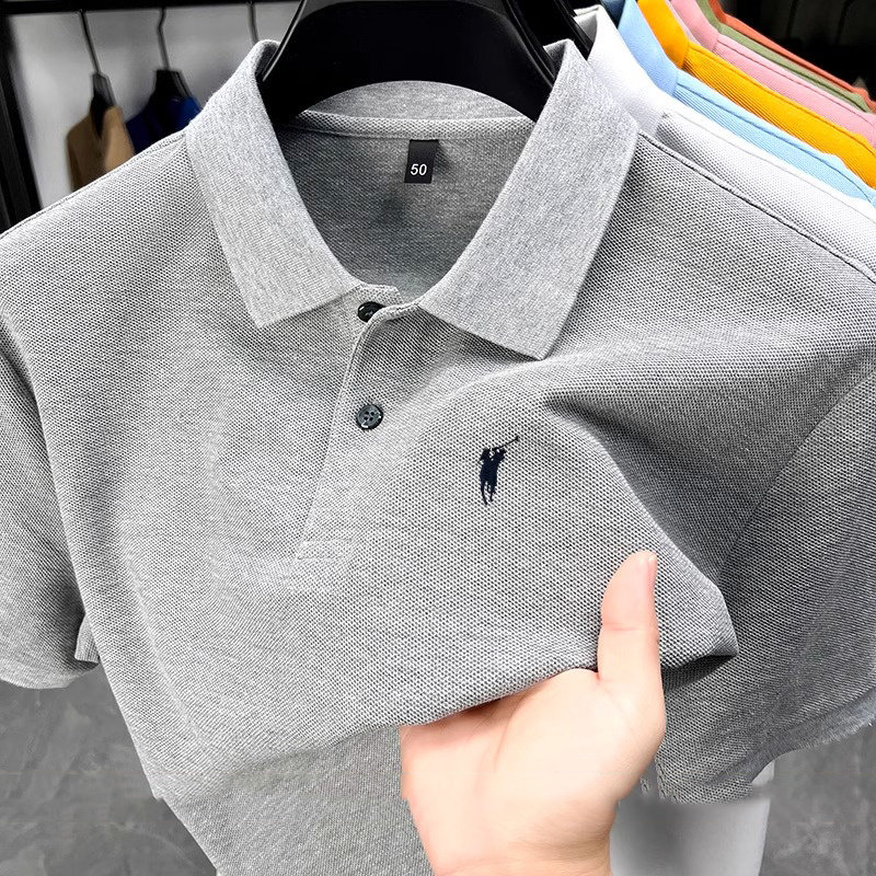 潮牌美式纯棉翻领polo衫男夏季2025新款宽松休闲短袖t恤商务体恤