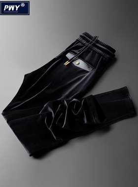 潮牌金丝绒裤子男冬季新款高级感加绒加厚双面绒休闲裤保暖运动裤