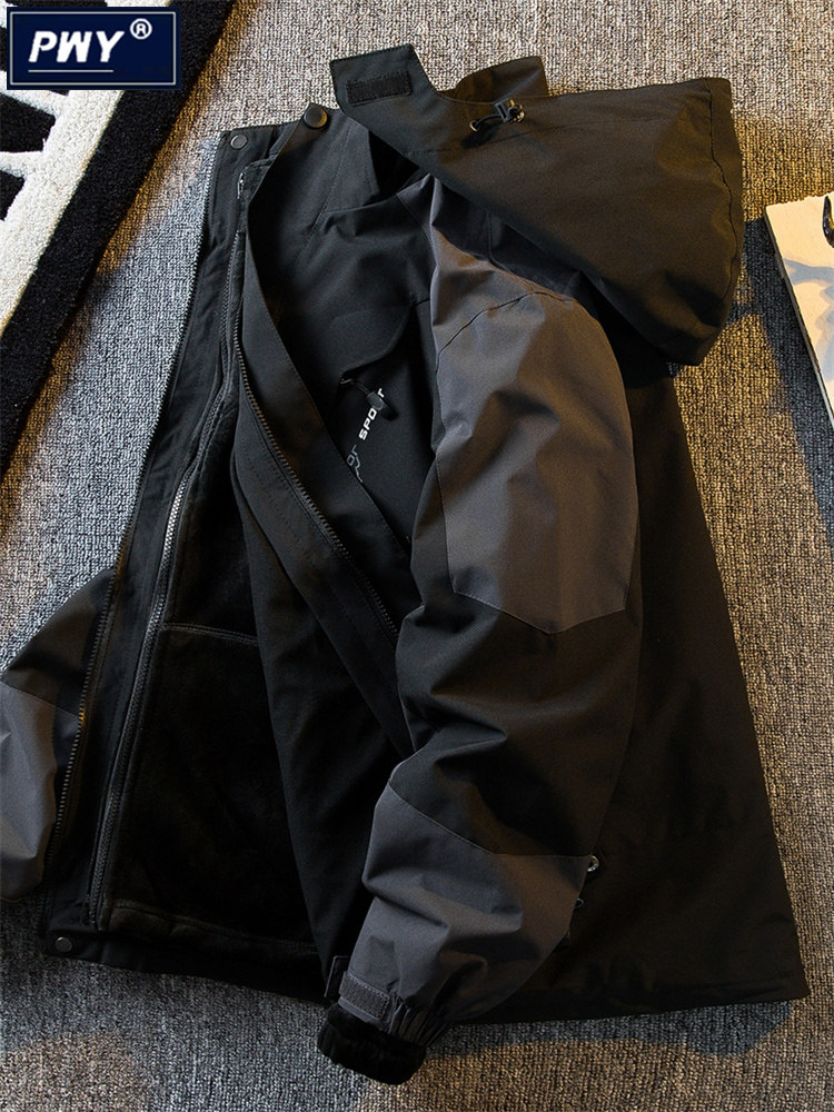 潮牌黑武士机能风工装冲锋衣男款秋冬季三合一可拆卸保暖痞帅外套