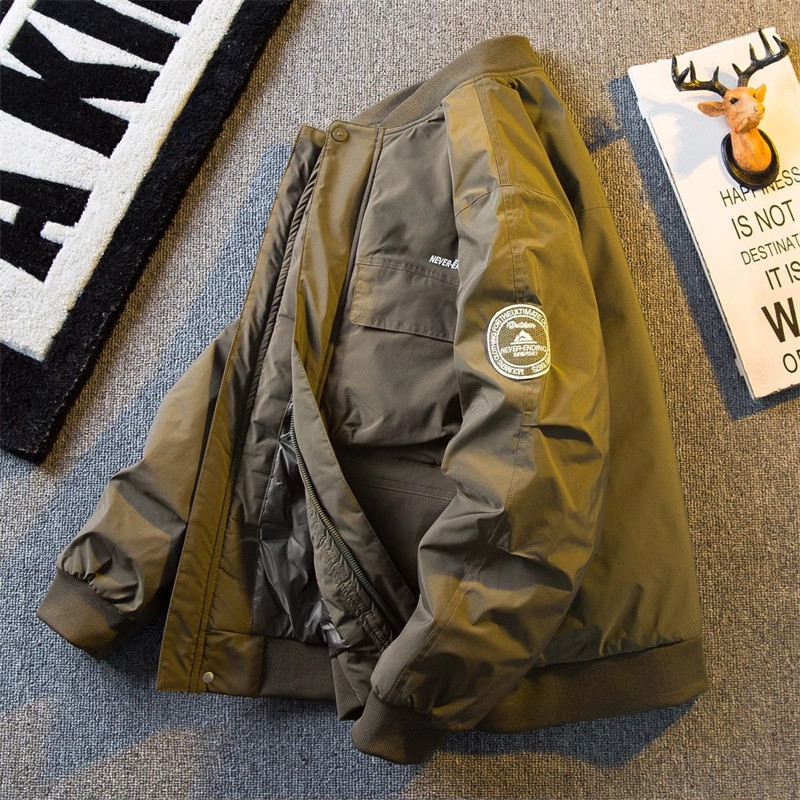 潮牌美式工装羽绒服男2025冬季新款潮流痞帅棒球领飞行员夹克外套