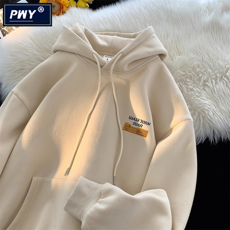 潮牌美式重磅连帽运动衫男秋冬季2024新款加绒加厚宽松休闲情侣外,男装,卫衣,淘宝优惠券,粉丝福利购,淘宝优惠卷