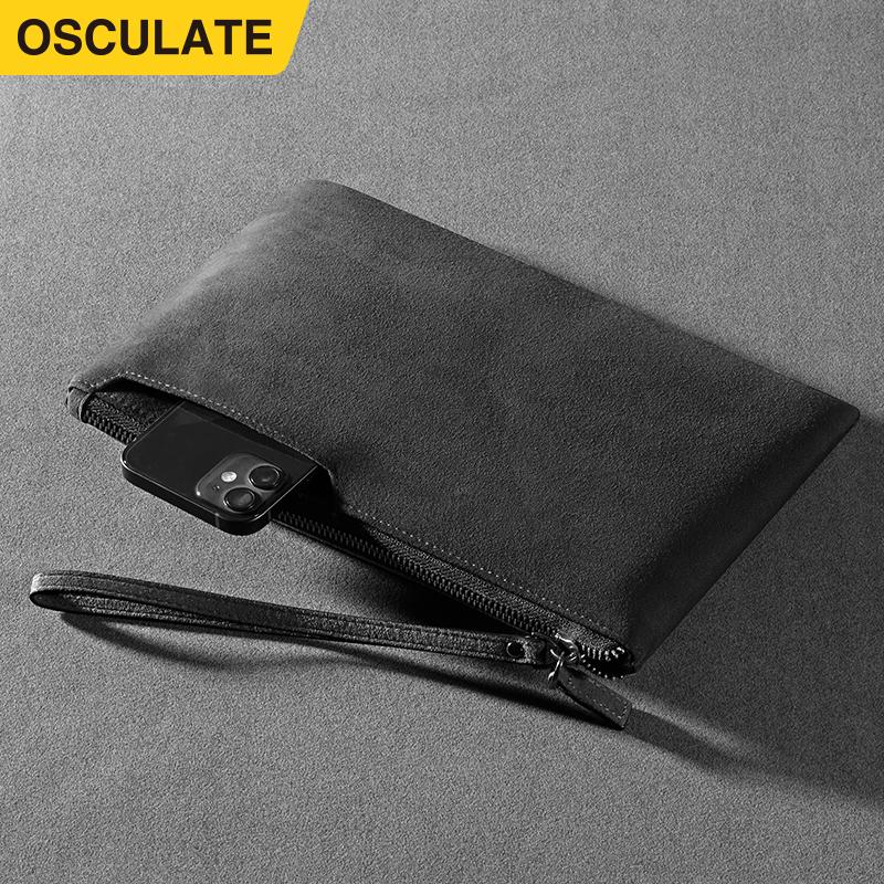 手包男士软皮信封包高档手机包翻毛皮时尚男包新款拎包休闲手拿包