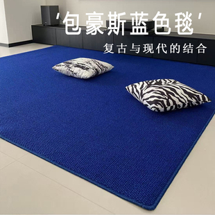 复古克莱茵蓝加厚地毯客厅卧室轻奢高级感纯色中古风包豪斯可定制