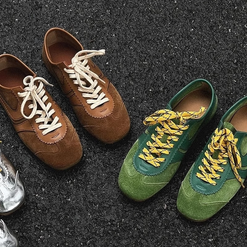 阿甘鞋男女同款春季新款德训鞋情侣通勤拼色复古平底运动慢跑鞋潮