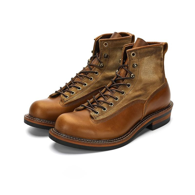 阿美咔叽马丁靴男新款复古做旧工装靴百搭英伦风高帮机车靴伞兵靴