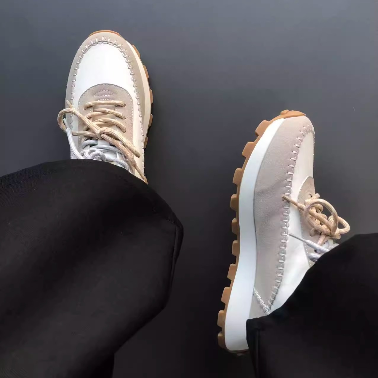 欧包德训鞋男女款2025秋季新款厚底运动鞋拼色老爹鞋休闲跑步鞋子