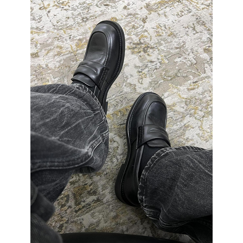 一脚蹬皮鞋男通勤老钱乐福鞋男潮款优雅厚底增高休闲商务正装男鞋