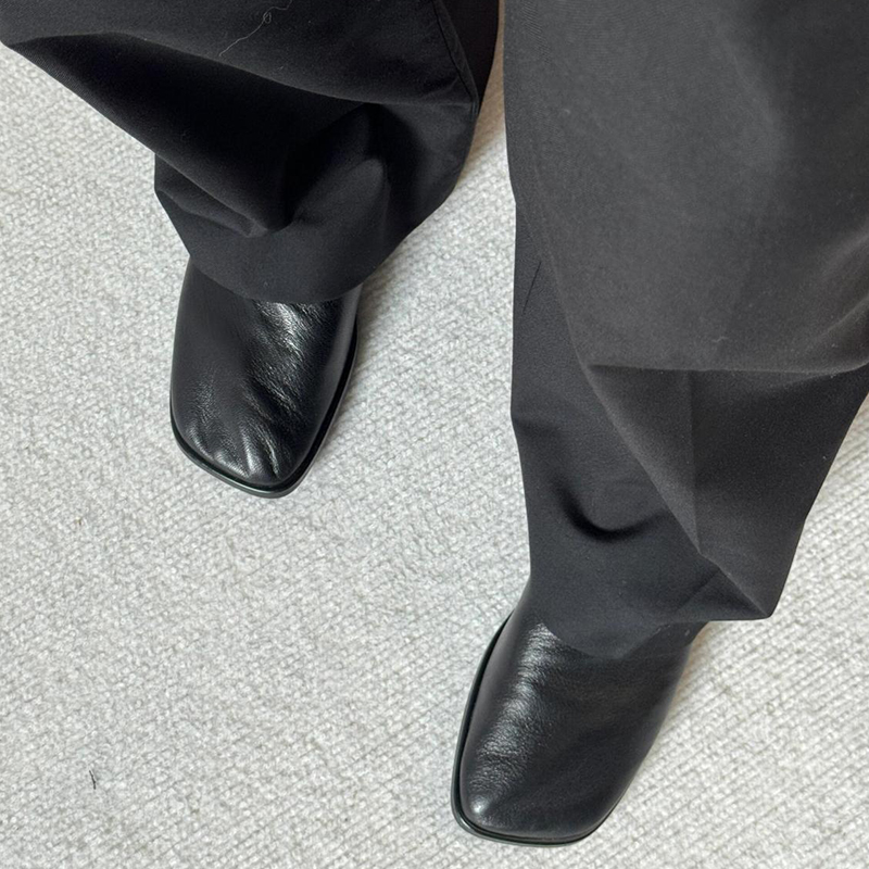 乐福鞋男女复古高级感方头平底奶奶鞋僧侣鞋一脚蹬软底黑色瓢鞋潮