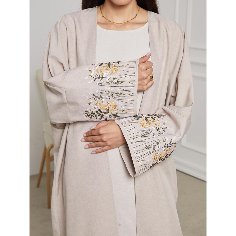 新款中东名族风长袍刺绣开衫连衣裙 Cardigan embroidered dress