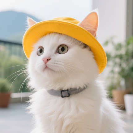 猫咪帽子可爱露耳朵狗狗夏季防晒太阳帽德文猫英短宠物小猫渔夫帽