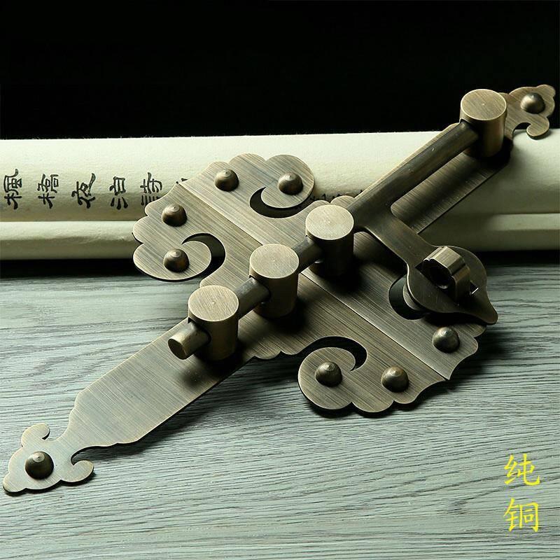 %%铜中式大门插销门扣门栓铜门闩庭院户外仿古木门锁扣门栓锁老式