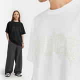 美式泡沫发泡印花T恤2024春夏新品潮牌街头宽松短袖男士S244P55，男装T恤，电商A400（原B301）