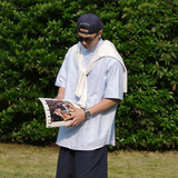 日系夏季条纹短袖衬衫男cityboy潮牌宽松bf情侣衬衣CS01P65，男装衬衫，电商A400（原B301）