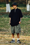 日系CityBoy风夏季宽松纯色翻领短袖无信仰T恤POLO衫男POLO01P55，男装Polo衫，电商A400（原B301）