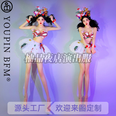 夜店表演服B组DS雪人铃铛蓬蓬裙