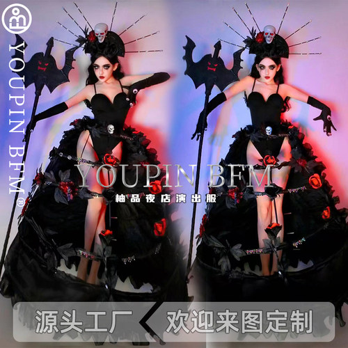 夜店gogo演出服万圣节女巫大裙子