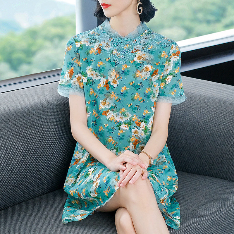 真丝连衣裙子女装2022春夏新款桑蚕丝复古改良年轻款式旗袍中国风