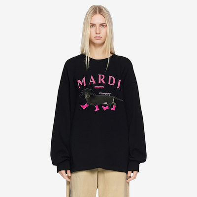 MARDI腊肠狗高质量长袖秋女生重磅女装韩版胖mm大码女装高级感T恤