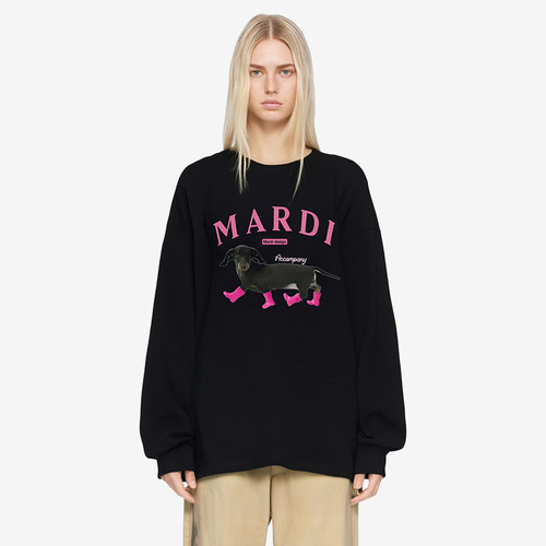 MARDI腊肠狗高质量长袖秋女生重磅女装韩版胖mm大码女装高级感T恤